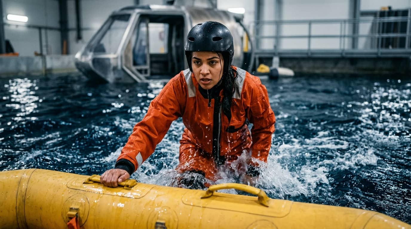 Tengeri túlélés és helikopter alulvízi menekülési kiképzés (CBSP & T-HUET)