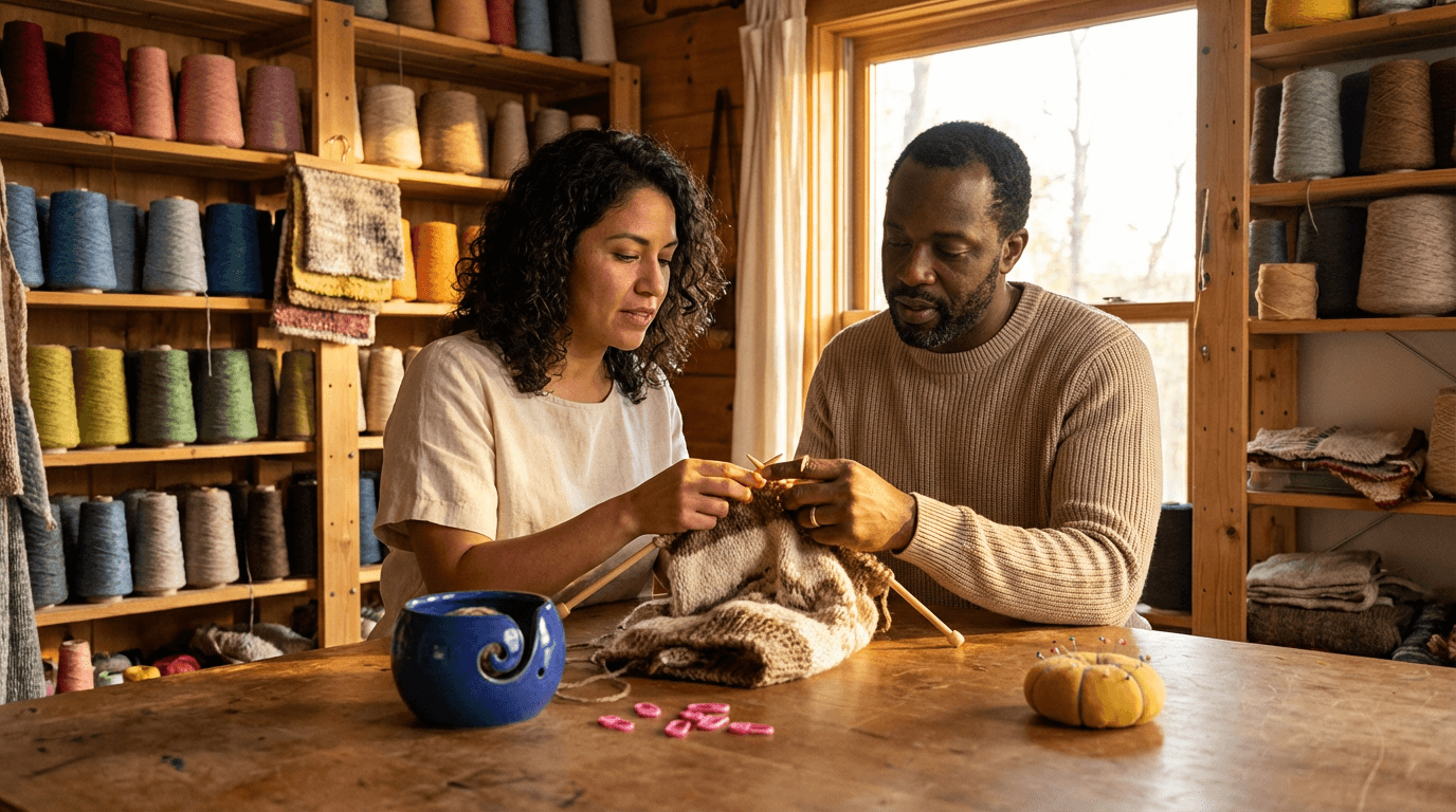 Curso de tejer con dos agujas