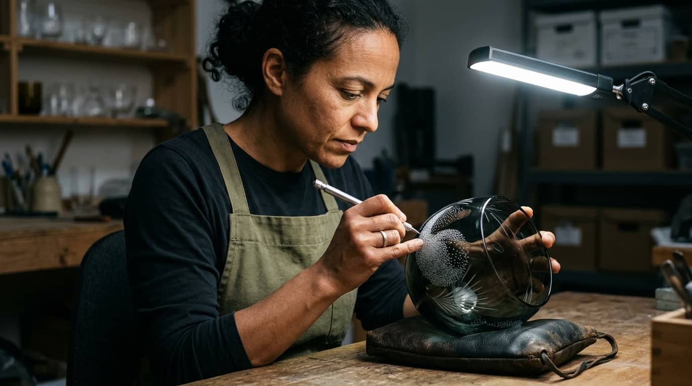 Curso de grabado en vidrio a punta de diamante