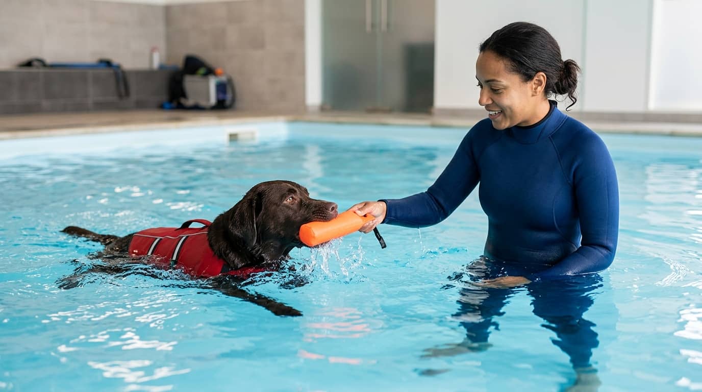 Curso de natación para perros